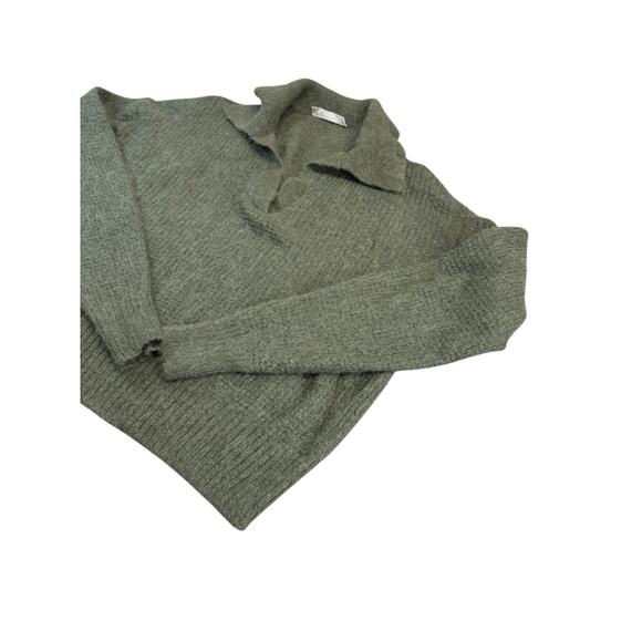 Everlane The Alpaca Waffle-Stitch Polo Sweater Pullover Wool Blend Green XS - Picture 5 of 12